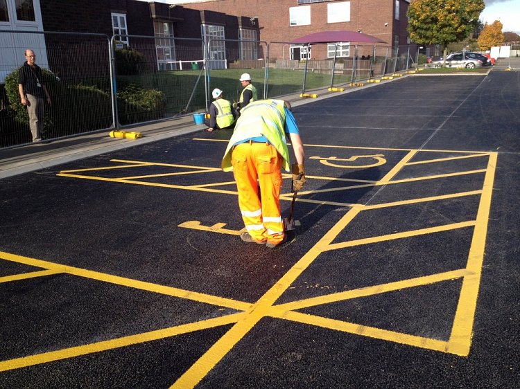 Car park construction and line painting